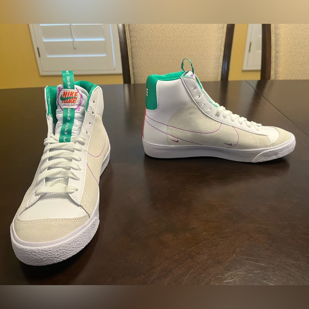 New Nike Blazer Mid 77 White Pink Fuchsia Sneaker Shoes - Picture 6 of 13
